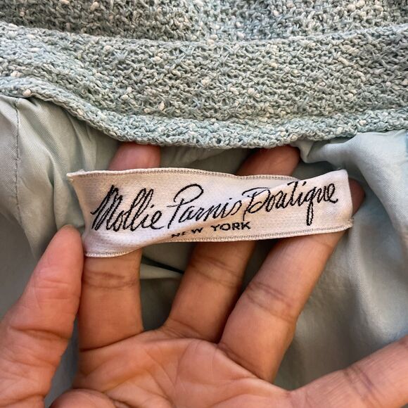 Mollie Parnis Women Evening Dress 1970s Vintage Gown Blue Long Sleeve Button Up - Picture 7 of 12